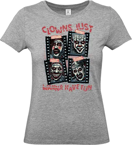 Clowns Just Wanna Have Fun - creepy, Movie, film, horror, horror movies, clown, clowns - Standard T-Shirt (Women)