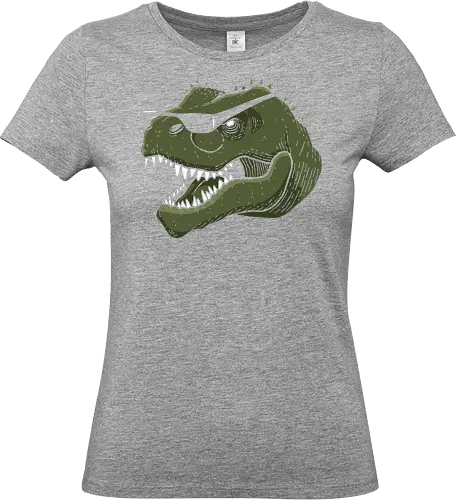  Just Dino It - T-Rex, dinosaur, Nike parody, Just Dino It, swoosh, funny gym, paleo humor, fan art, t-shirt design, art print, cool graphic, edgy, minimalist, pop culture, prehistoric, fitness meme, nerdy - Standard T-Shirt (Women)