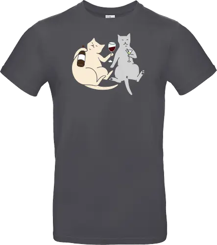 Cat Happy Hour - Cat wine, funny cat, happy hour, drinking, cocktails, wine lover, cat lover gift, minimalist, quirky humor, t-shirt design, art print, martini, funny graphic, sophisticated cat, tipsy - Standard T-Shirt