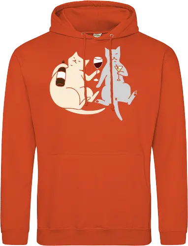 Cat Happy Hour - Cat wine, funny cat, happy hour, drinking, cocktails, wine lover, cat lover gift, minimalist, quirky humor, t-shirt design, art print, martini, funny graphic, sophisticated cat, tipsy - Standard Hoodie