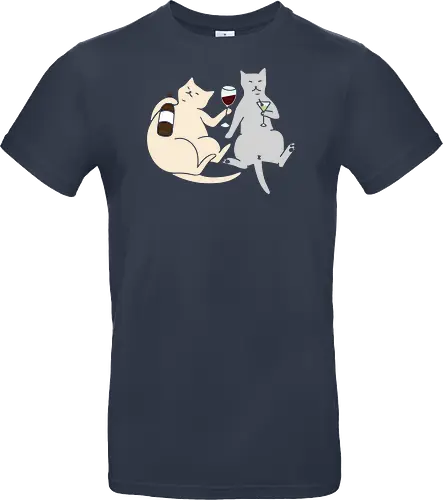 Cat Happy Hour - Cat wine, funny cat, happy hour, drinking, cocktails, wine lover, cat lover gift, minimalist, quirky humor, t-shirt design, art print, martini, funny graphic, sophisticated cat, tipsy - Standard T-Shirt