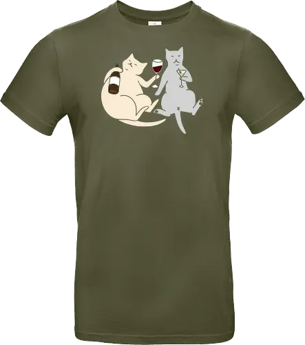 Cat Happy Hour - Cat wine, funny cat, happy hour, drinking, cocktails, wine lover, cat lover gift, minimalist, quirky humor, t-shirt design, art print, martini, funny graphic, sophisticated cat, tipsy - Standard T-Shirt