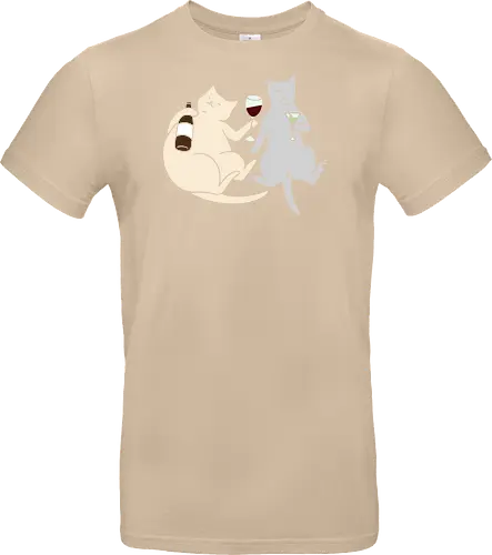 Cat Happy Hour - Cat wine, funny cat, happy hour, drinking, cocktails, wine lover, cat lover gift, minimalist, quirky humor, t-shirt design, art print, martini, funny graphic, sophisticated cat, tipsy - Standard T-Shirt