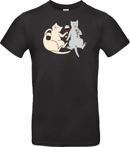 Cat Happy Hour - Cat wine, funny cat, happy hour, drinking, cocktails, wine lover, cat lover gift, minimalist, quirky humor, t-shirt design, art print, martini, funny graphic, sophisticated cat, tipsy - Standard T-Shirt