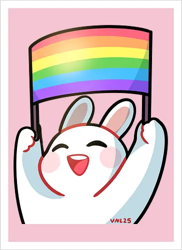 Bunnie Pride - bunny, pride, liebe, beauty, diversity, cute, positive, comic, affirmation, rainbow - Artprint