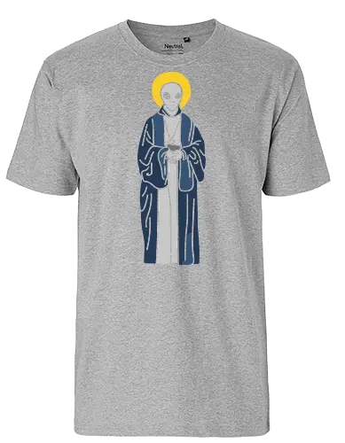 Our Alien Lady of Guadalupe - Alien saint, Grey Alien, religious art, sci-fi, conspiracy theory, alien monk, t-shirt design, unconventional art, faith, extraterrestrial, mysterious., art print, minimalist, pop culture, unique graphic - Fairtrade T-Shirt