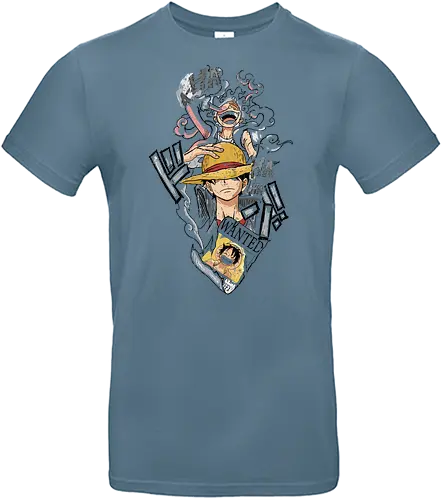 Monkey D. pirate: Gear 5 Evolution - Monkey D. Luffy, Gear 5, Sun God Nika, Pirate, anime, manga, fan art, t-shirt design, art print, Straw Hat Pirates, Wanted poster, cool anime art, geek art, stylish, transformation, distressed, Shonen. - Standard T-Shirt