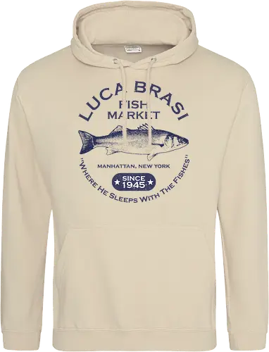 Luca Brasi Fish Market - Since 1945  - retro, vintage, vito corleone, 70s movies, classic movies, movie, the godfather, 70s, coppola, corleone, cult classic, cult movies, film, gangster, mafia - Standard Hoodie