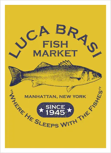 Luca Brasi Fish Market - Since 1945  - retro, vintage, vito corleone, 70s movies, classic movies, movie, the godfather, 70s, coppola, corleone, cult classic, cult movies, film, gangster, mafia - Artprint