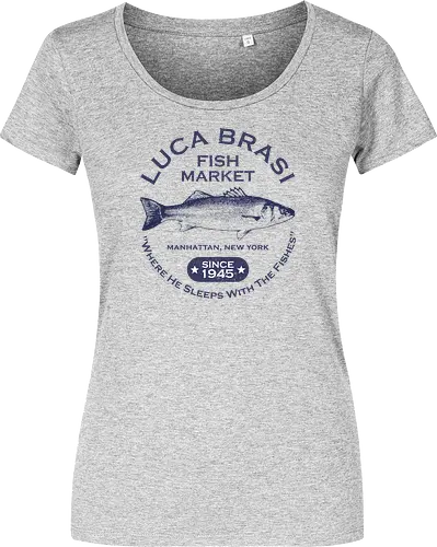 Luca Brasi Fish Market - Since 1945  - retro, vintage, vito corleone, 70s movies, classic movies, movie, the godfather, 70s, coppola, corleone, cult classic, cult movies, film, gangster, mafia - Women T-Shirt