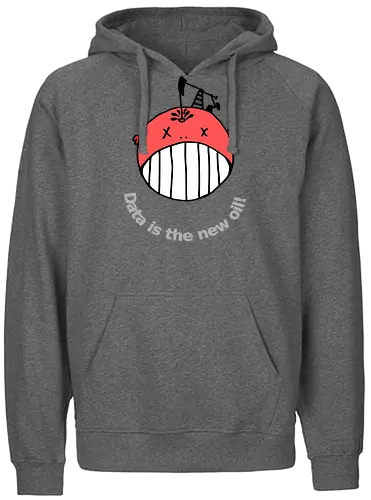 Data is the new oil, helle Schrift - Privatsphäre, BigData, Überwachungskapitalismus - Fairtrade Hoodie