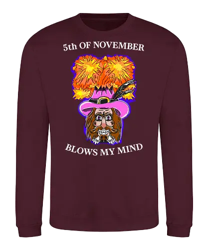 5. November Lustige Feier Guy Fawkes Bonfire Night - November, Guy Fawkes, Bonfire Night, Feuerwerk, Ironisch, Lustig, Humor, Spaß, Feier, Party, Britisch, Tradition, Maske, Kult, Geschichte, Erinnerung, Scherz, Witzig, Parodie, Kostüm, Comic, Festival, Herbst, Spaßiges Motiv, Kultfigur - Sweatshirt