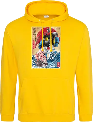 Mecha Z in Japan - anime, manga, japan, japanese art, mecha, mazinger z, great wave off kanagawa, retro - Standard Hoodie
