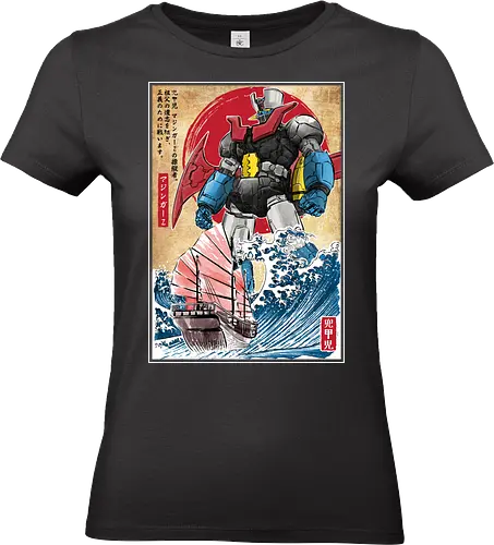 Mecha Z in Japan - anime, manga, japan, japanese art, mecha, mazinger z, great wave off kanagawa, retro - Standard T-Shirt (Women)