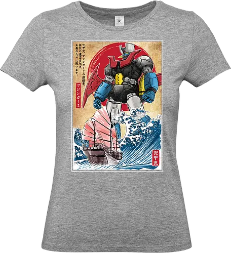 Mecha Z in Japan - anime, manga, japan, japanese art, mecha, mazinger z, great wave off kanagawa, retro - Standard T-Shirt (Women)