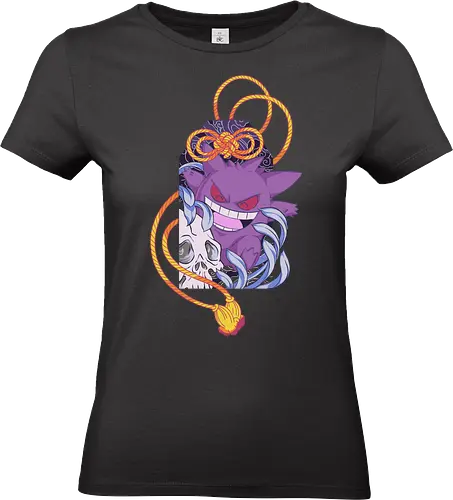 Cursed Omamori Ghost - purple, geek art, Ghost, Pocket, Omamori, Japanese tattoo, traditional art, fan art, t-shirt design, art print, spooky cute, Ghost type, skull, Shimenawa, tattoo flash, occult - Standard T-Shirt (Women)