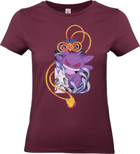 Cursed Omamori Ghost - purple, geek art, Ghost, Pocket, Omamori, Japanese tattoo, traditional art, fan art, t-shirt design, art print, spooky cute, Ghost type, skull, Shimenawa, tattoo flash, occult - Standard T-Shirt (Women)