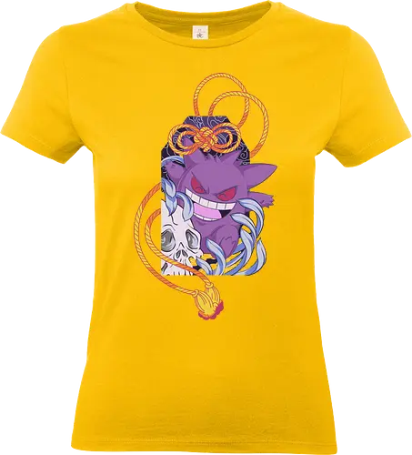 Cursed Omamori Ghost - purple, geek art, Ghost, Pocket, Omamori, Japanese tattoo, traditional art, fan art, t-shirt design, art print, spooky cute, Ghost type, skull, Shimenawa, tattoo flash, occult - Standard T-Shirt (Women)