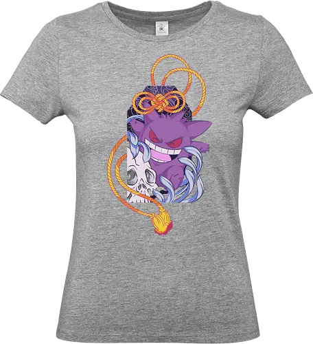 Cursed Omamori Ghost - purple, geek art, Ghost, Pocket, Omamori, Japanese tattoo, traditional art, fan art, t-shirt design, art print, spooky cute, Ghost type, skull, Shimenawa, tattoo flash, occult - Standard T-Shirt (Women)