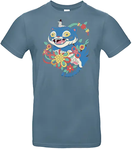 Blue Tiger Cat - K-Pop warrior cat, Korean folk art, blue tiger, tiger cat, K-Pop fan art, quirky cat, stylized animal, unique graphic, t-shirt design, art print, Asian mythology, whimsical, colorful floral, pop culture - Standard T-Shirt