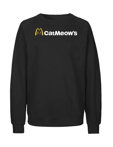 Cat Meow's Vintage Art - cat, woman, food, fast food, funny quote, mashup, funny, funny pop, funnytee, gaming, geek, humor, joke, meme, memes, nerd, parody, television, vintage - Fairtrade Sweatshirt