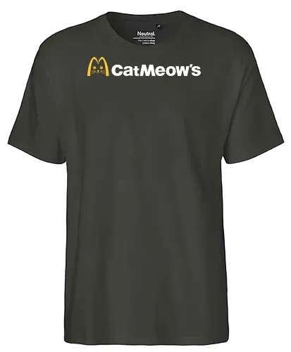 Cat Meow's Vintage Art - cat, woman, food, fast food, funny quote, mashup, funny, funny pop, funnytee, gaming, geek, humor, joke, meme, memes, nerd, parody, television, vintage - Fairtrade T-Shirt