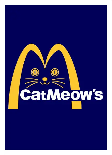 Cat Meow's Parody Art - cat, woman, food, fast food, funny quote, mashup, funny, funny pop, funnytee, gaming, geek, humor, joke, meme, memes, nerd, parody, television, vintage - Artprint