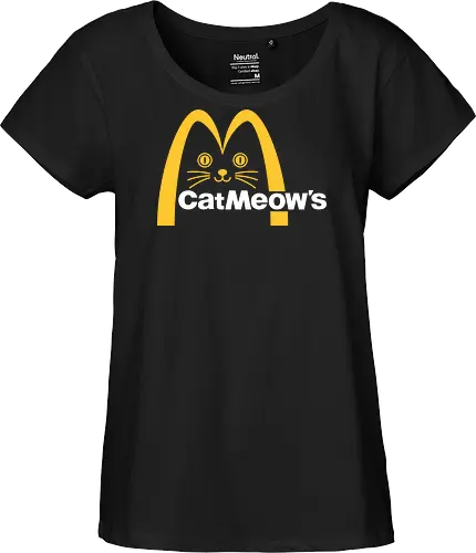 Cat Meow's Parody Art - cat, woman, food, fast food, funny quote, mashup, funny, funny pop, funnytee, gaming, geek, humor, joke, meme, memes, nerd, parody, television, vintage - Fairtrade Girl Shirt