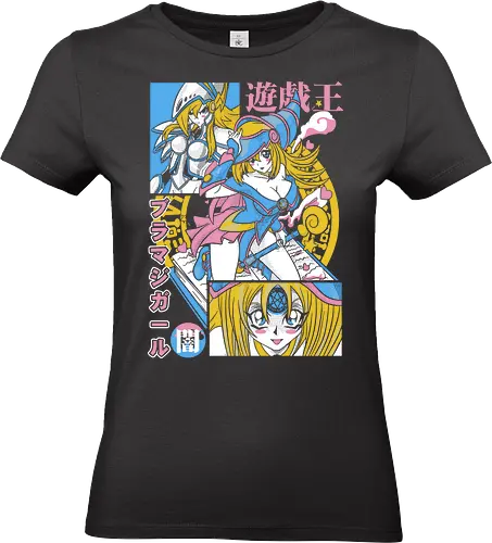  DMG: Pastel Duel - art print, pastel pop art, cool anime girl, retro anime, Duel Monsters, halftone, kawaii., Dark Magician Girl, DMG, Yu-Gi-Oh, Yugioh, anime, trading card game, TCG, fan art, t-shirt design - Standard T-Shirt (Women)