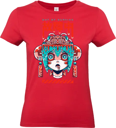OUT OF SERVICE - halloween, zombie, robot, brain, creepy, spooky, cute, anime, japan, mecha, robot girl - Standard T-Shirt (Women)