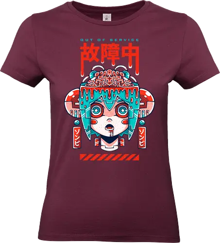 OUT OF SERVICE - halloween, zombie, robot, brain, creepy, spooky, cute, anime, japan, mecha, robot girl - Standard T-Shirt (Women)