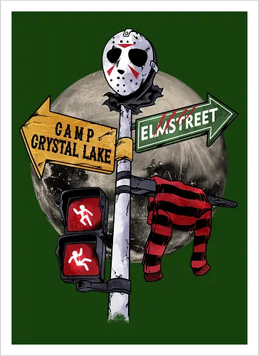 curse land - horror, halloween, jasonvoorhees, freddy krueger, friday13th, horror movies, slasher, halloween town, hocus pocus, elmstreet, nightmare - Artprint