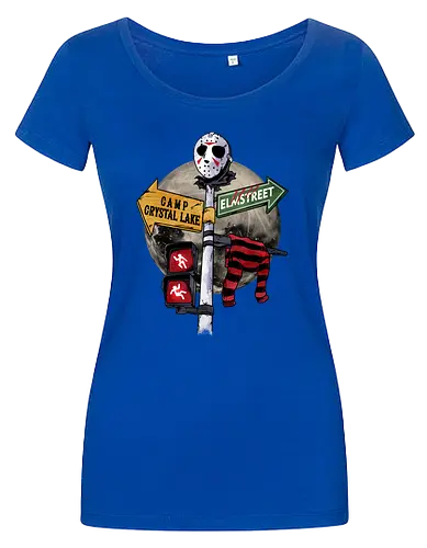curse land - horror, halloween, jasonvoorhees, freddy krueger, friday13th, horror movies, slasher, halloween town, hocus pocus, elmstreet, nightmare - Women T-Shirt