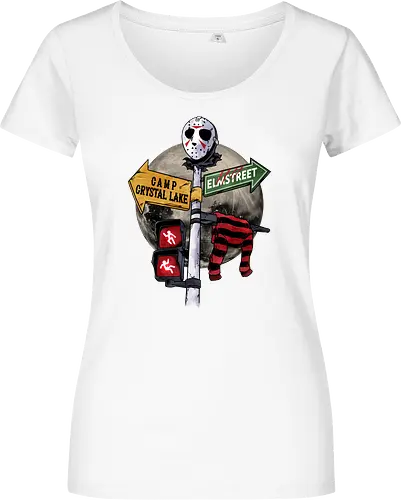 curse land - horror, halloween, jasonvoorhees, freddy krueger, friday13th, horror movies, slasher, halloween town, hocus pocus, elmstreet, nightmare - Women T-Shirt