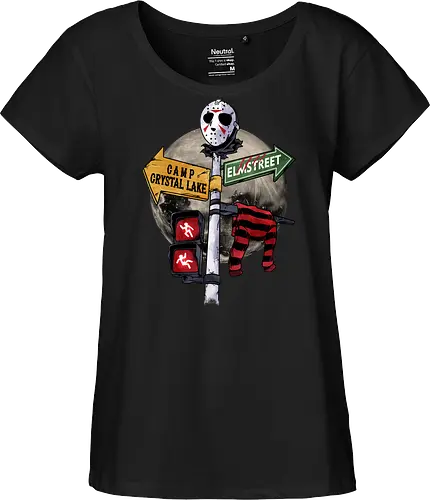 curse land - horror, halloween, jasonvoorhees, freddy krueger, friday13th, horror movies, slasher, halloween town, hocus pocus, elmstreet, nightmare - Fairtrade Girl Shirt
