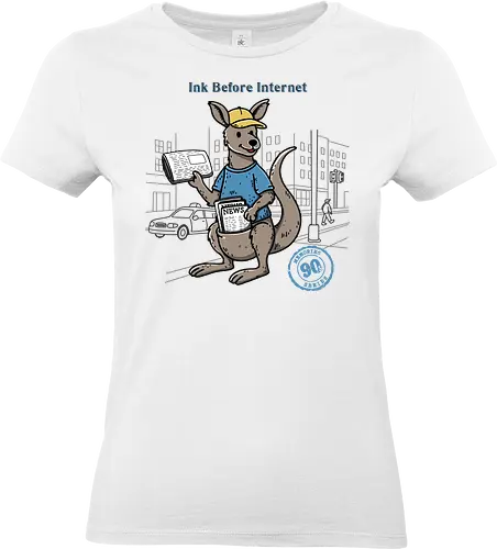 Ink Before Internet  - y2k, nostalgic, nostalgia, relatable, ink before internet, newspaper, newspaper boy, vintage, design, 90s, 90s era, old time, back to 90s - Standard T-Shirt (Women)