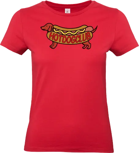 Hot Dog Club Dachshund - Hot Dog Club, dachshund, wiener dog, sausage dog, funny food, dog lover, hot dog, food art, clever graphic, t-shirt design, art print, minimalist, quirky humor, foodie, fast food - Standard T-Shirt (Women)