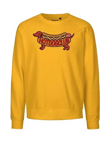 Hot Dog Club Dachshund - Hot Dog Club, dachshund, wiener dog, sausage dog, funny food, dog lover, hot dog, food art, clever graphic, t-shirt design, art print, minimalist, quirky humor, foodie, fast food - Fairtrade Sweatshirt