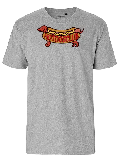 Hot Dog Club Dachshund - Hot Dog Club, dachshund, wiener dog, sausage dog, funny food, dog lover, hot dog, food art, clever graphic, t-shirt design, art print, minimalist, quirky humor, foodie, fast food - Fairtrade T-Shirt