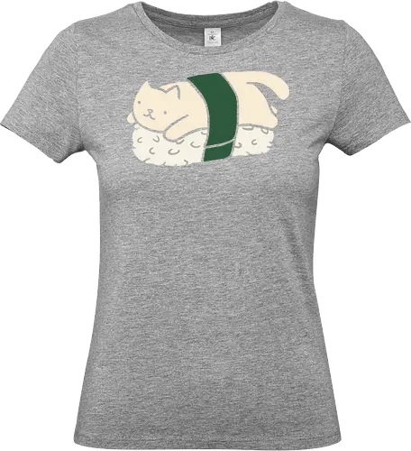 Cute Nigiri Cat - Cat sushi, nigiri cat, cute cat, kawaii, minimalist, food art, Japanese food, sushi lover, cat lover gift, adorable, cartoon, t-shirt design, art print, neko, purrfect sushi - Standard T-Shirt (Women)