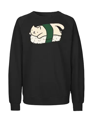 Cute Nigiri Cat - Cat sushi, nigiri cat, cute cat, kawaii, minimalist, food art, Japanese food, sushi lover, cat lover gift, adorable, cartoon, t-shirt design, art print, neko, purrfect sushi - Fairtrade Sweatshirt