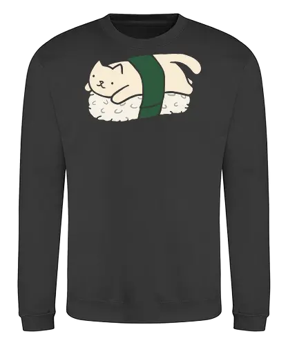 Cute Nigiri Cat - Cat sushi, nigiri cat, cute cat, kawaii, minimalist, food art, Japanese food, sushi lover, cat lover gift, adorable, cartoon, t-shirt design, art print, neko, purrfect sushi - Sweatshirt