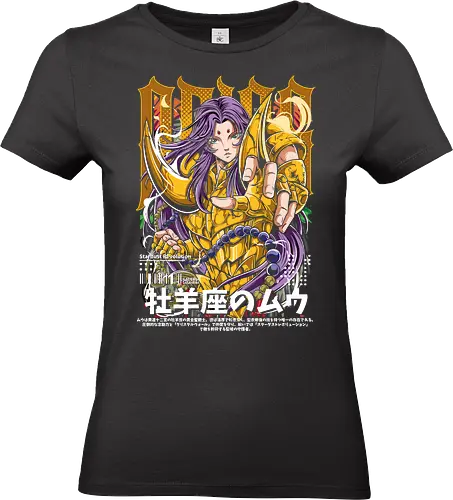  Aries Mu: Crystal Wall - Mu of Aries, Saint Seiya, Knights of the Zodiac, Gold Saint, anime, manga, fan art, t-shirt design, art print, Crystal Wall, psychokinesis, epic anime, geek art, stylish, classic anime, Aries Mu. - Standard T-Shirt (Women)