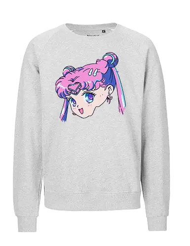 Sailor Chibi Moon: Neon Princess - Chibiusa, Sailor Chibi Moon, Sailor, anime, manga, magical girl, neon aesthetic, pink hair, kawaii, cute anime girl, fan art, t-shirt design, art print, retro anime, pop culture, vaporwave - Fairtrade Sweatshirt