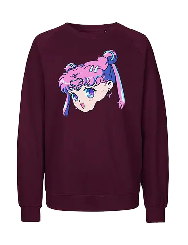 Sailor Chibi Moon: Neon Princess - Chibiusa, Sailor Chibi Moon, Sailor, anime, manga, magical girl, neon aesthetic, pink hair, kawaii, cute anime girl, fan art, t-shirt design, art print, retro anime, pop culture, vaporwave - Fairtrade Sweatshirt