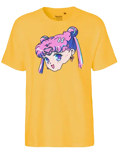 Sailor Chibi Moon: Neon Princess - Chibiusa, Sailor Chibi Moon, Sailor, anime, manga, magical girl, neon aesthetic, pink hair, kawaii, cute anime girl, fan art, t-shirt design, art print, retro anime, pop culture, vaporwave - Fairtrade T-Shirt