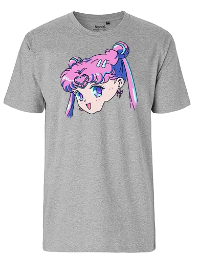 Sailor Chibi Moon: Neon Princess - Chibiusa, Sailor Chibi Moon, Sailor, anime, manga, magical girl, neon aesthetic, pink hair, kawaii, cute anime girl, fan art, t-shirt design, art print, retro anime, pop culture, vaporwave - Fairtrade T-Shirt