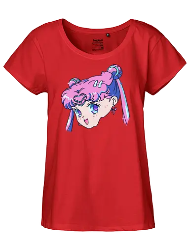 Sailor Chibi Moon: Neon Princess - Chibiusa, Sailor Chibi Moon, Sailor, anime, manga, magical girl, neon aesthetic, pink hair, kawaii, cute anime girl, fan art, t-shirt design, art print, retro anime, pop culture, vaporwave - Fairtrade Girl Shirt