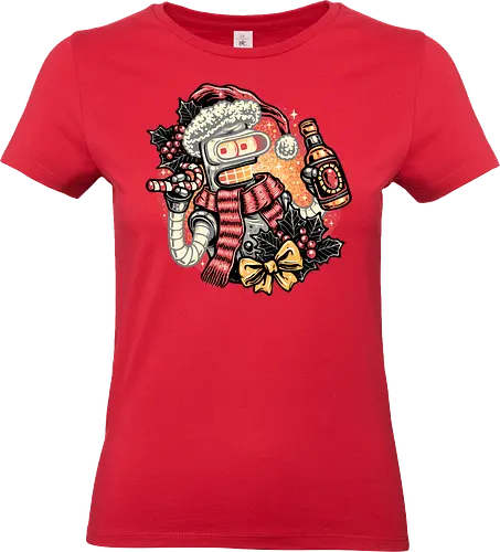 Happy Holidays Humans - Sitcom, robot, robots, Christmas, Holidays, Xmas, Santa, character, fictional - Standard T-Shirt (Women)