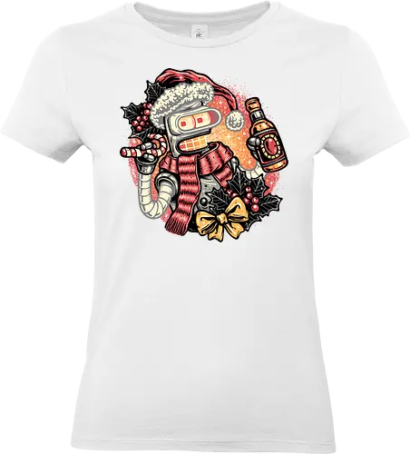Happy Holidays Humans - Sitcom, robot, robots, Christmas, Holidays, Xmas, Santa, character, fictional - Standard T-Shirt (Women)